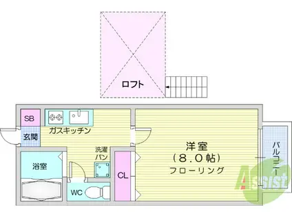 ユーハイツ小松島(1K/1階)の間取り写真