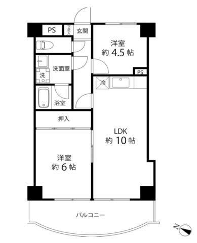 クオーレプロバンス篠崎(2LDK/7階)の間取り写真
