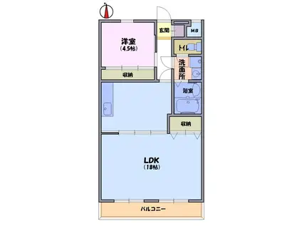 レジデンス梶本(1LDK/4階)の間取り写真