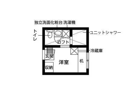 中央ラインハウス小金井(ワンルーム/1階)の間取り写真