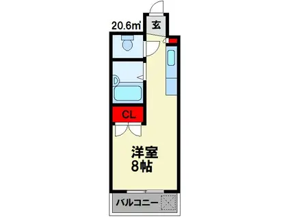 エステート有井(1K/6階)の間取り写真