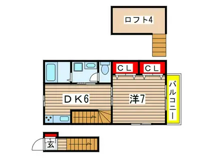 ナリトモ都賀A(1DK/2階)の間取り写真