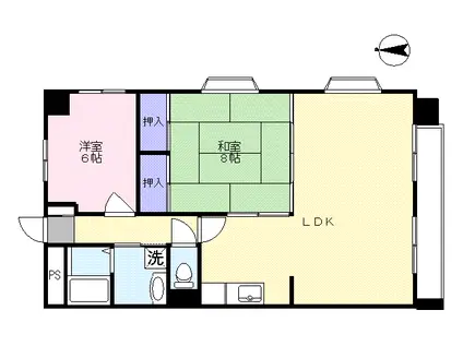 リバーハイツ須川(2LDK/3階)の間取り写真