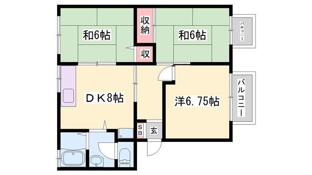 グレースヒル(3DK/1階)の間取り写真