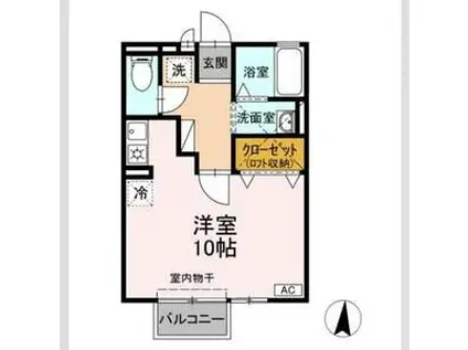 シャルム(ワンルーム/2階)の間取り写真