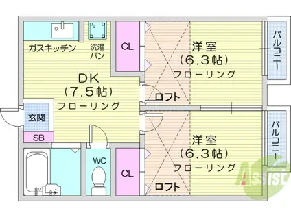 ロイヤルハイツ将監(2DK/2階)の間取り写真