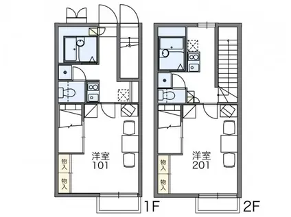 レオパレスワンリバー(1K/1階)の間取り写真
