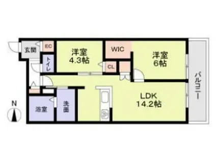 CASA FORESTALE A棟(2LDK/3階)の間取り写真