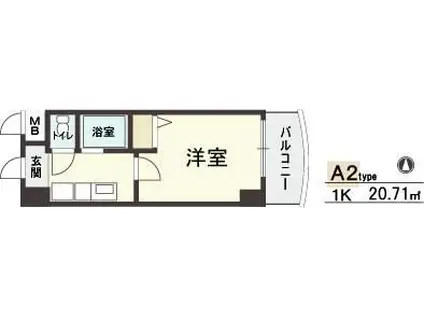 HOPECITY天神橋(1K/7階)の間取り写真