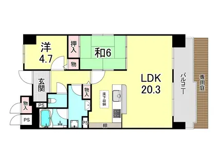 朝日プラザCITYウエストヒルB棟(2LDK/1階)の間取り写真