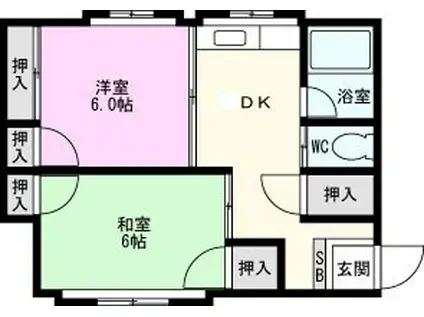 ハイツマコト(2DK/1階)の間取り写真