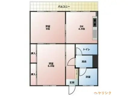 第三YMビル(2DK/3階)の間取り写真