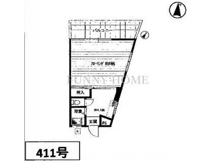 第三通南ビル(1K/4階)の間取り写真