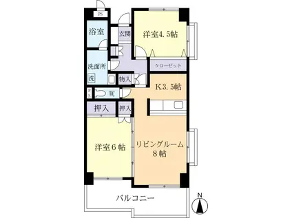 プロスペリアつくば(2LDK/3階)の間取り写真