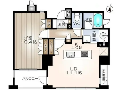 プラウド栄白川公園(1LDK/9階)の間取り写真