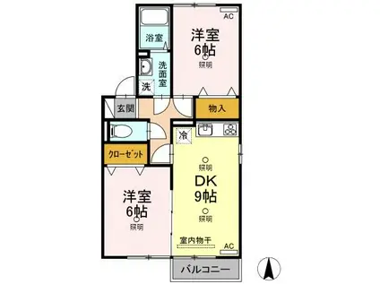メゾン・ド・セジュールB(2DK/2階)の間取り写真