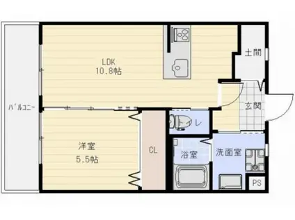 GRANDALE(1LDK/3階)の間取り写真