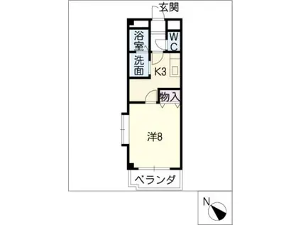 ブランシェ A棟(1K/3階)の間取り写真