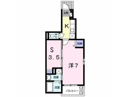 フォレストリバー(1SK/1階)の間取り写真