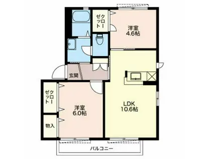 ソレーユM(2LDK/1階)の間取り写真