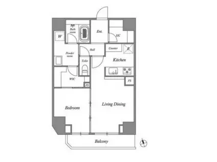GRAN PASEO 田原町(1LDK/5階)の間取り写真