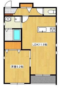 ファミール伊伝居(1LDK/1階)の間取り写真