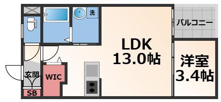 ステディ稲田本町(1LDK/2階)の間取り写真