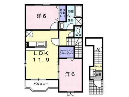 プライトノーバ(2LDK/2階)の間取り写真