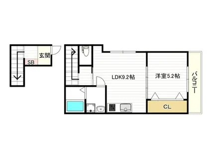 ジェイグラン高見(1LDK/3階)の間取り写真
