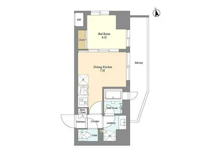 AIFLAT品川戸越パークサイド(1DK/3階)の間取り写真