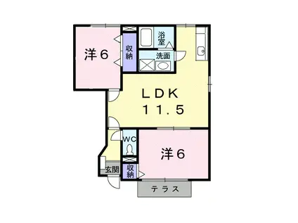 アルカディアIII(2LDK/1階)の間取り写真