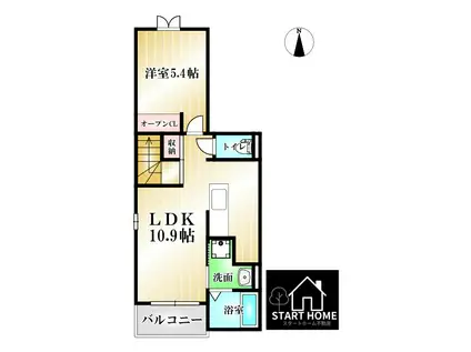 フィオーレNS IV-A(1LDK/2階)の間取り写真