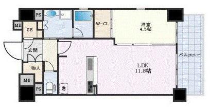オープンレジデンシア名古屋栄EST(1LDK/2階)の間取り写真