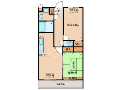 ラフィーネ隼人II(2LDK/3階)の間取り写真