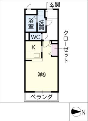 プリミエール塩付通(1K/1階)の間取り写真