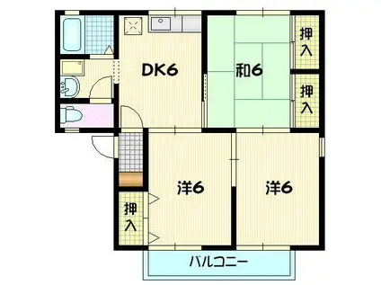 コーポラスエリーテC(3DK/2階)の間取り写真