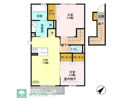 ピュアコートI(2LDK/2階)の間取り写真