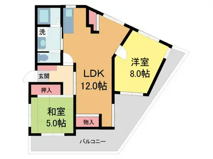 苦楽園タウンハイツ(2LDK/2階)の間取り写真