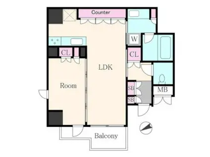 ジオ四谷三栄町(1LDK/3階)の間取り写真