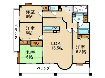 フィオレッタ枚方(4LDK/3階)の間取り写真