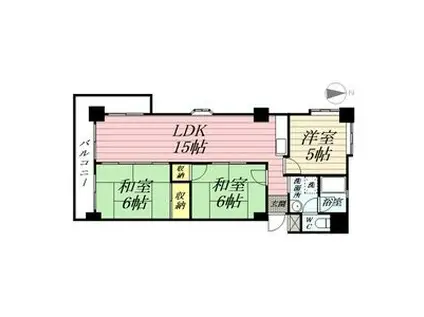 ハイタウンみずほII(3LDK/1階)の間取り写真