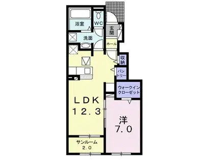 グレイス木津川 II(1LDK/1階)の間取り写真