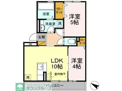 グランドゥールヒルII(2LDK/2階)の間取り写真