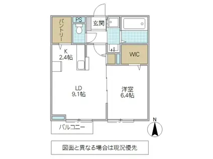 グレイス見川ABC C棟(1LDK/1階)の間取り写真