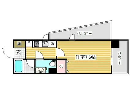 インベスト神戸エアフロント(1K/7階)の間取り写真