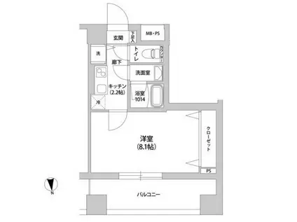 スカイレジデンス中落合(1K/5階)の間取り写真