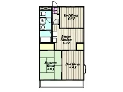 サンモールクレスト(3DK/1階)の間取り写真