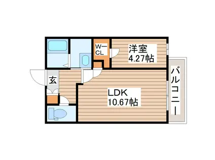 ベルシティ・ネオ(1LDK/1階)の間取り写真