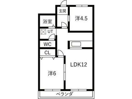 コトブキ第1ビル(2LDK/4階)の間取り写真