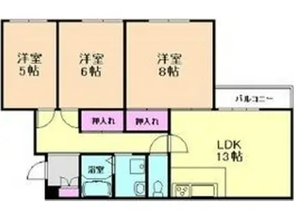 グリーンハイツ妙法寺 B棟(3LDK/3階)の間取り写真